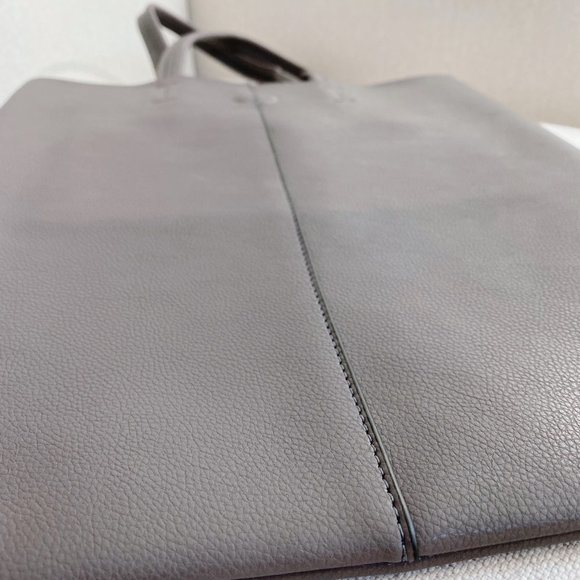The Ava Genuine Minimal Leather Tote - Grey - Picture 10 of 14